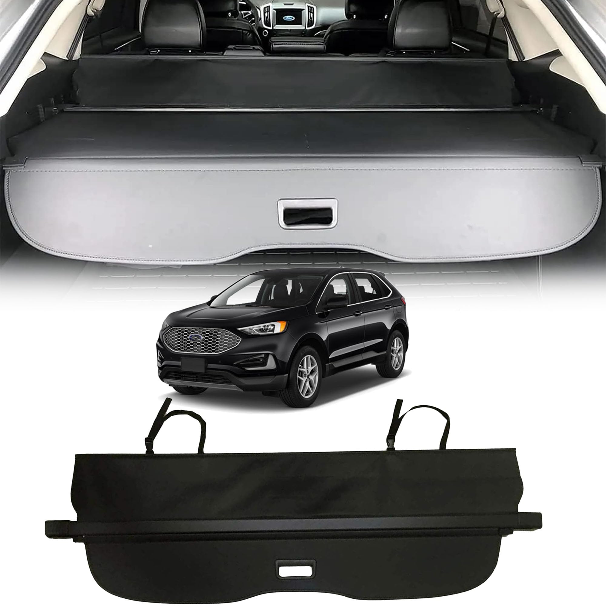 CARORMOKE Retractable Cargo Cover Compatible with 2015-2023 Ford Edge Trunk Cover Black (Upgrade Version : Including a Small Flap)