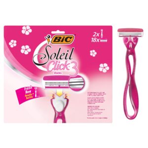 bic simply soleil click™ women’s disposable razor, pink, 18 pack