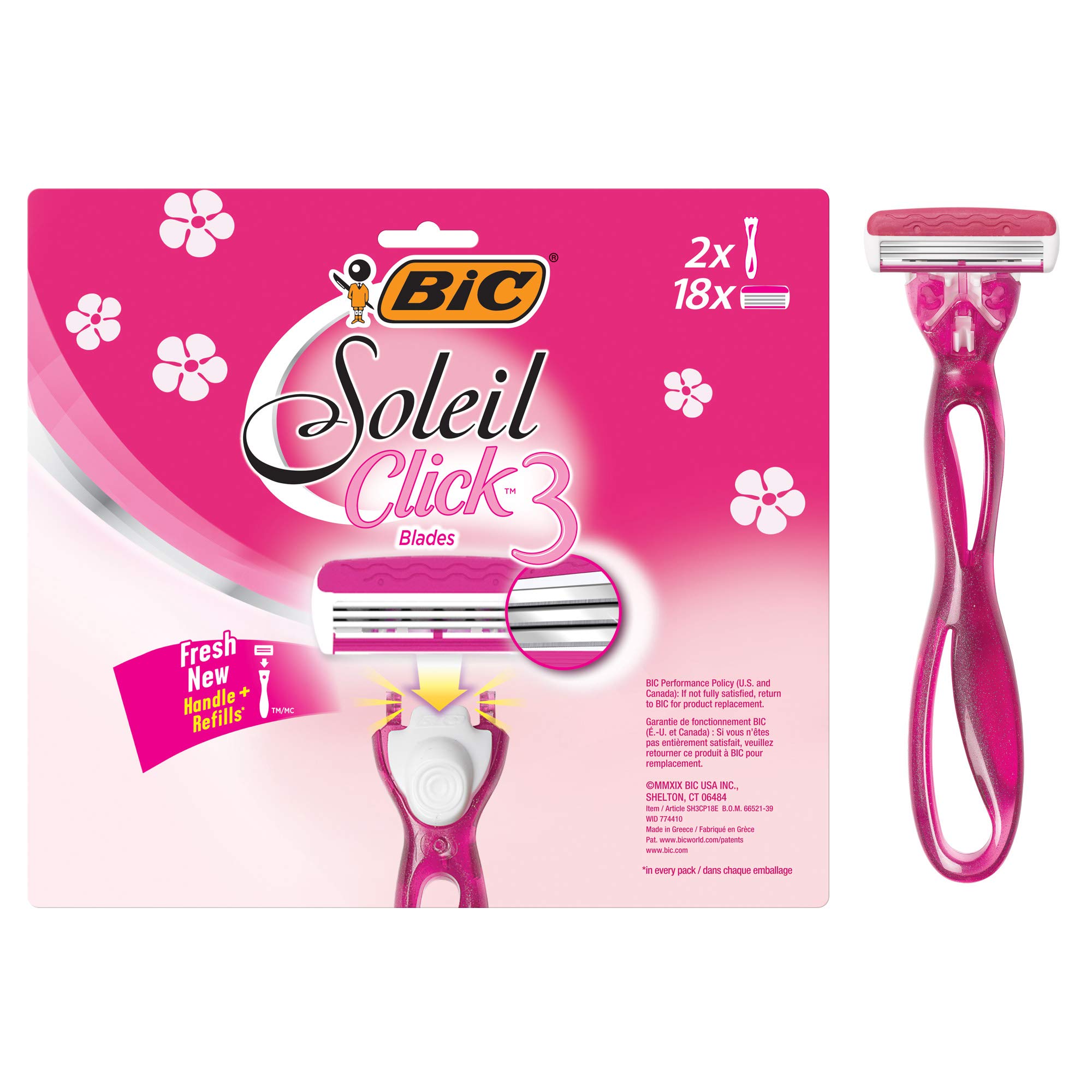 BIC Simply Soleil Click™ Women’s Disposable Razor, Pink, 18 Pack