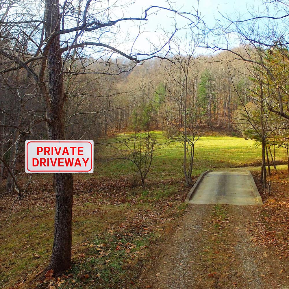 2 Pack Private Driveway Sign, 14"x 7" .04" Aluminum Reflective Sign Rust Free Aluminum-UV Protected and Weatherproof