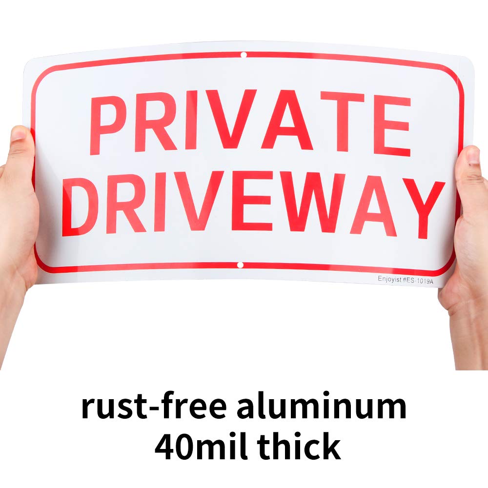 2 Pack Private Driveway Sign, 14"x 7" .04" Aluminum Reflective Sign Rust Free Aluminum-UV Protected and Weatherproof