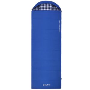 kingcamp camping sleeping bags, 3 season cotton flannel lining double layer sleeping bag roomy waterproof lightweight backpacking hiking outdoors with pillow and compression sack xl