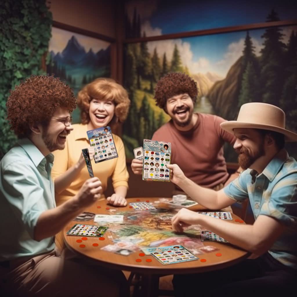 Bob Ross Bingo Board Game (24 Players) Idea for Artists, Teachers, Painters, and Drawers | Unique Fun Art Party Game | Bob Ross Quotes and Paintings