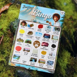 Bob Ross Bingo Board Game (24 Players) Idea for Artists, Teachers, Painters, and Drawers | Unique Fun Art Party Game | Bob Ross Quotes and Paintings