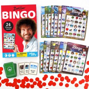 Bob Ross Bingo Board Game (24 Players) Idea for Artists, Teachers, Painters, and Drawers | Unique Fun Art Party Game | Bob Ross Quotes and Paintings