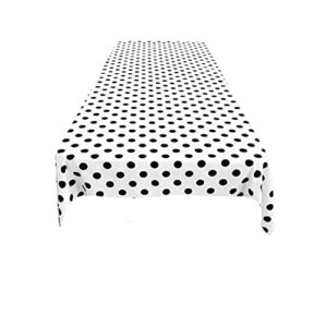 New Creations Fabric & Foam Inc, 58" x 58" Square Poly Cotton Tablecloth, Black Polka Dot on White