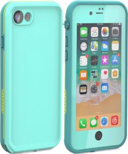love beidi iphone 8 7 waterproof case cover built-in screen protector fully sealed life shockproof snowproof underwater protective cases for iphone 8 7-4.7" (cyan/green/mint green)