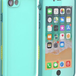 LOVE BEIDI iPhone 8 7 Waterproof Case Cover Built-in Screen Protector Fully Sealed Life Shockproof Snowproof Underwater Protective Cases for iPhone 8 7-4.7" (Cyan/Green/Mint Green)