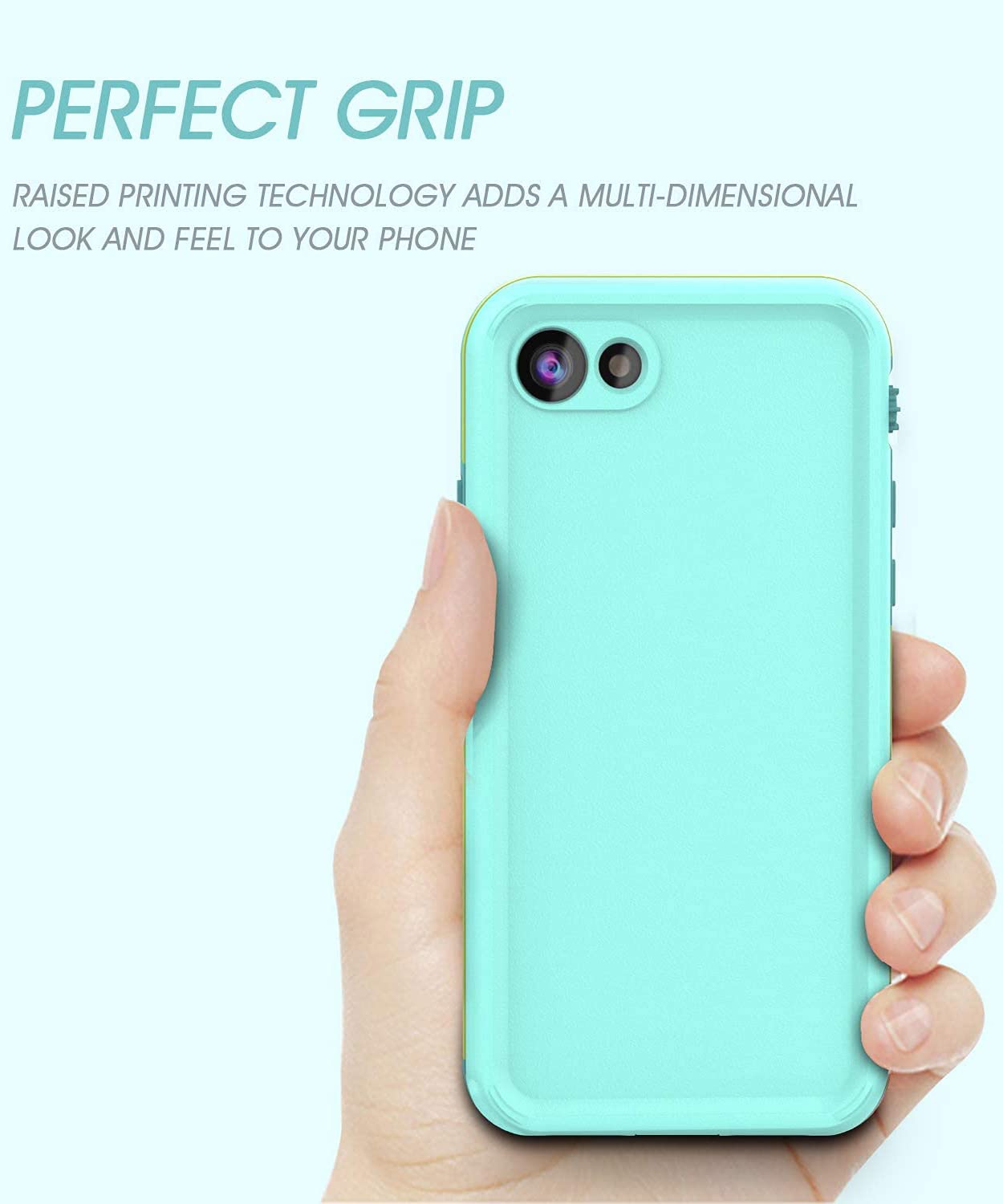 LOVE BEIDI iPhone 8 7 Waterproof Case Cover Built-in Screen Protector Fully Sealed Life Shockproof Snowproof Underwater Protective Cases for iPhone 8 7-4.7" (Cyan/Green/Mint Green)