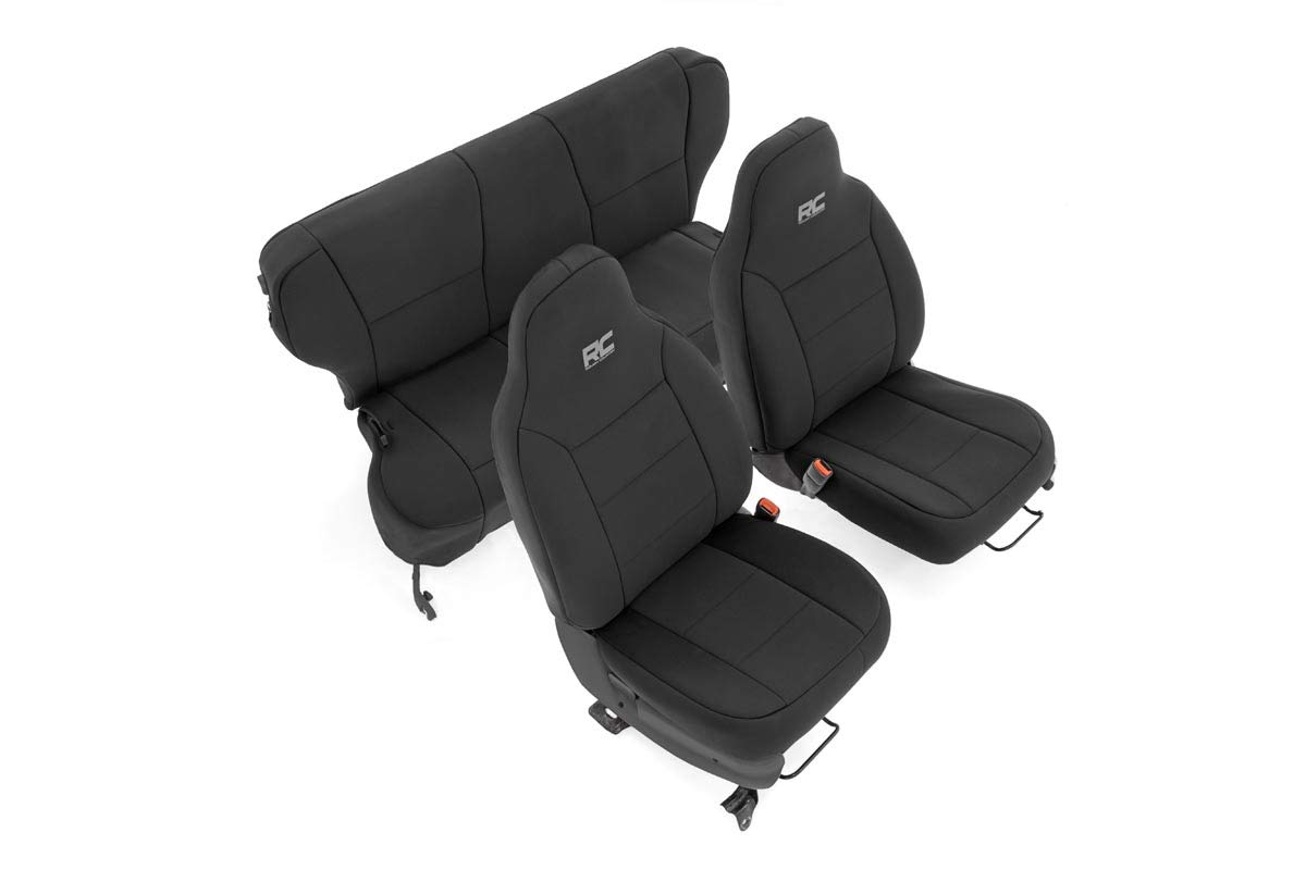 Rough Country Neoprene Seat Covers for 1997-2001 Jeep Cherokee XJ - 91022, Black, Front/Rear