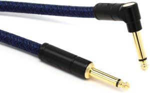 fender festival hemp instrument cable, straight/angle, blue dream, 10ft