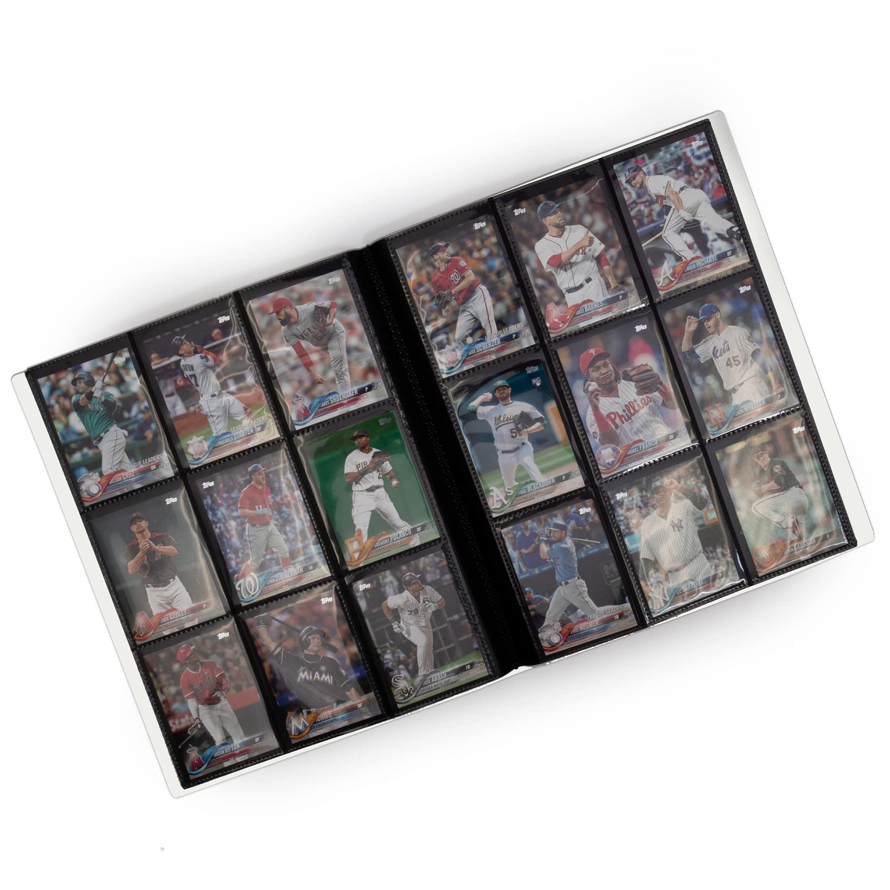 9 Pocket Baseball Card Binder | White | 20 Double-Sided Pages | 360 Side-Loading Card Protector Storage Pockets Compatible with 2.5" x 3.75" Cards, Trading Card TCG Games, Magic MTG, Pokemon, & Yugioh