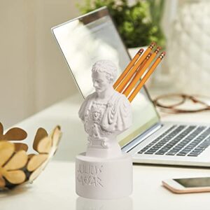 WHAT ON EARTH Julius Caesar Pencil Holder Stab Back Ides of March Pencil Holder for Desk, Roman Bust Statue with Back Stabbed Holes