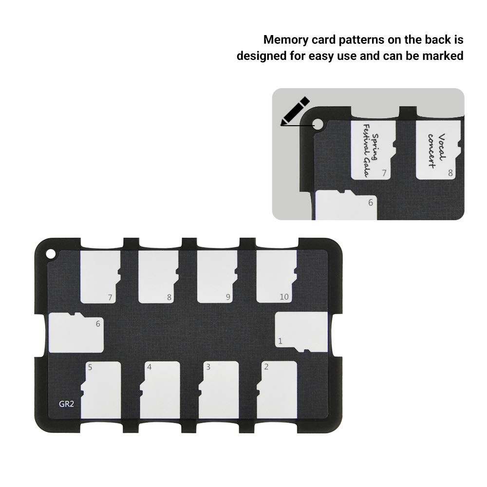 10 Slots Micro SD Card Case Holder Storage Organizer, Ultra Slim Credit Card Size Lightweight Portable TF MSD Memory Card Storage