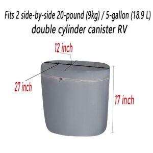 RV Propane Tank Cover, Camper Propane Tank Cover, Heavy Duty Waterproof Anti UV Double 20lb Propane Tank Cover for Camper RV Trailer Travel Propane Tanks, RV Trailer Camper Propane Tank Cover