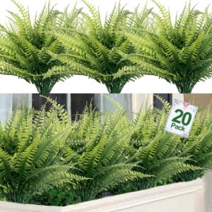 turnmeon 20 bundles artificial plants summer decor fake plants greenery faux plant boston fern outdoor uv resistant artificial flowers plants outside indoor for home spring decor