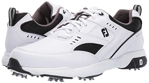 FootJoy Men's Sneaker Golf Shoes, White/Black, 9