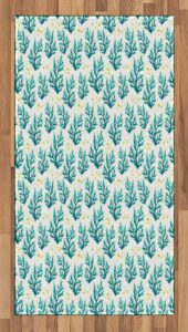 ambesonne nautical area rug, underwater composition corals and fish silhouettes, flat woven accent rug for living room bedroom dining room, 2.6' x 5', teal yellow