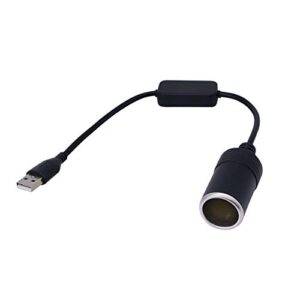 sinloon 5v usb to 12 volt car cigarette lighter socket female converter adapter cable for car cigarette lighters driving recorder etc(usb to cigarette)