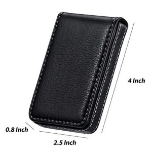 Outus 2 Pieces Business Card Holder, Vertical Version PU Leather Business Card Case Pocket Business Name Card Holder with Magnetic Shut Credit Card ID Case/Wallet (Black and Coffee)