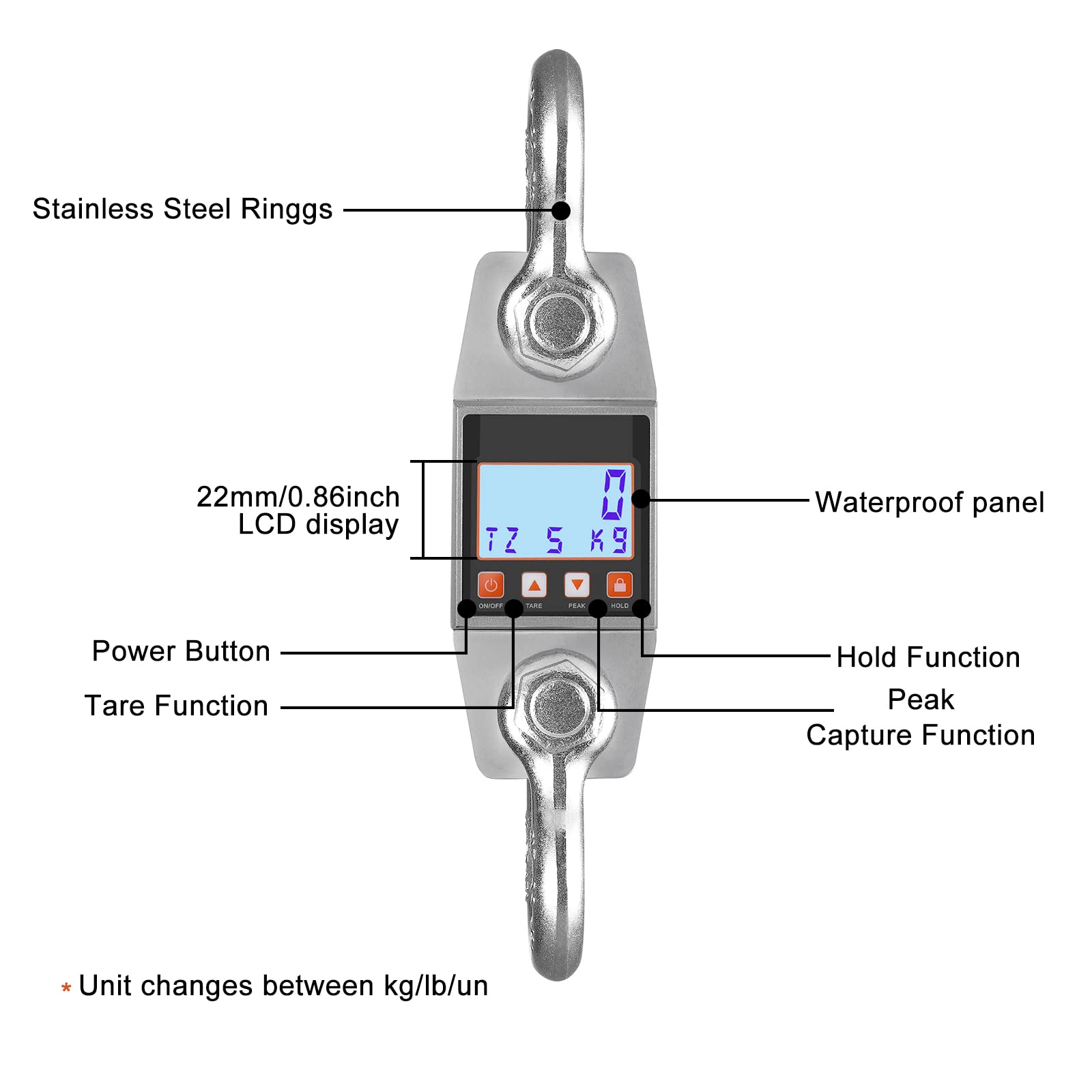 Hyindoor Digital Hanging Scale 3000kg/6000lb Industrial Heavy Duty Smart High Accuracy Electronic Crane Scale