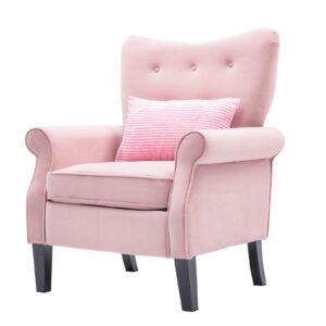 artechworks tufted upholstered accent arm chair, comfy single sofa club chair for living room, bedroom, home office, hosting room,pink