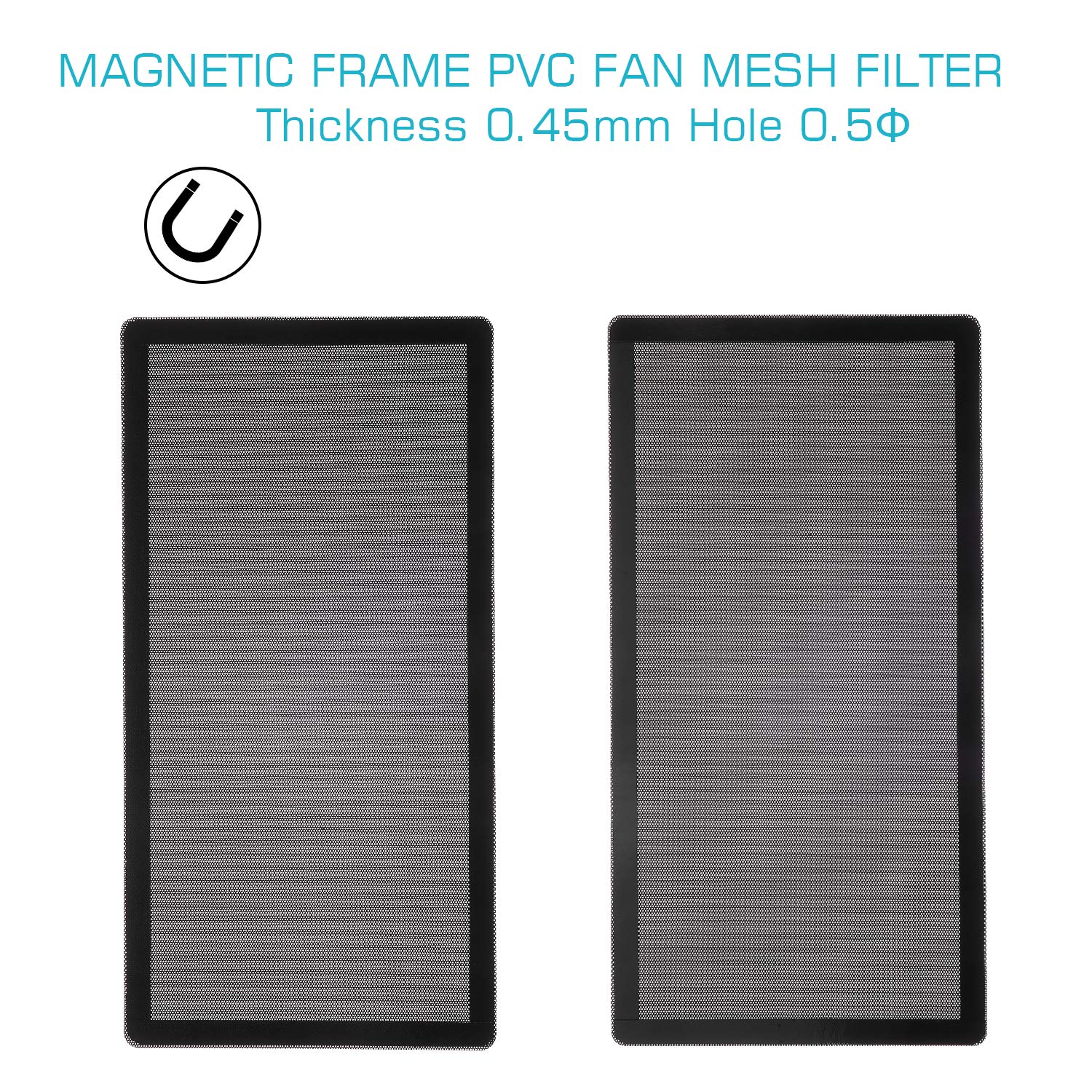 287mm 140mm x 2 PC Fan Dust Mesh Filter 11.3inch x 5.79inch PVC Computer PC Case Dust Proof Filter Cover Magnetic Black 2-Pack