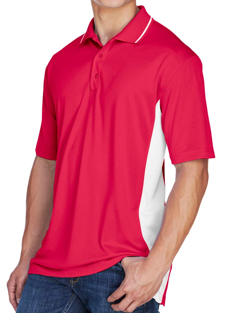 Ford Mustang Shelby Crest Pocket Print Two Tone Polo, Red 4XL