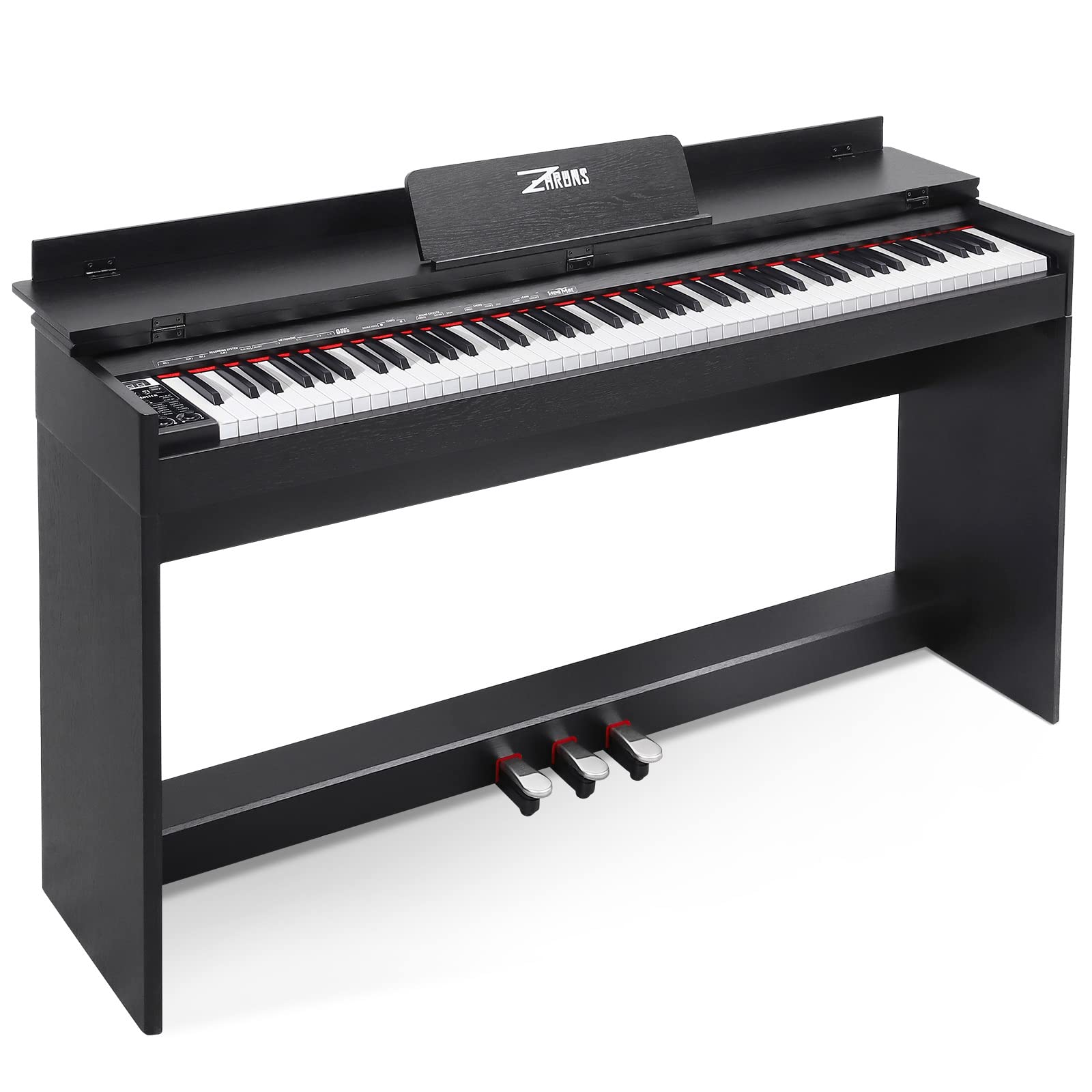 ZHRUNS Digital Piano 88 Key Full-Size Weighted Keyboard Piano,MP3 Function, Remote Control, Power Supply, 3 Pedals, MIDI/Headphone/Audio Output Feature, Suitable for Beginners/Adults