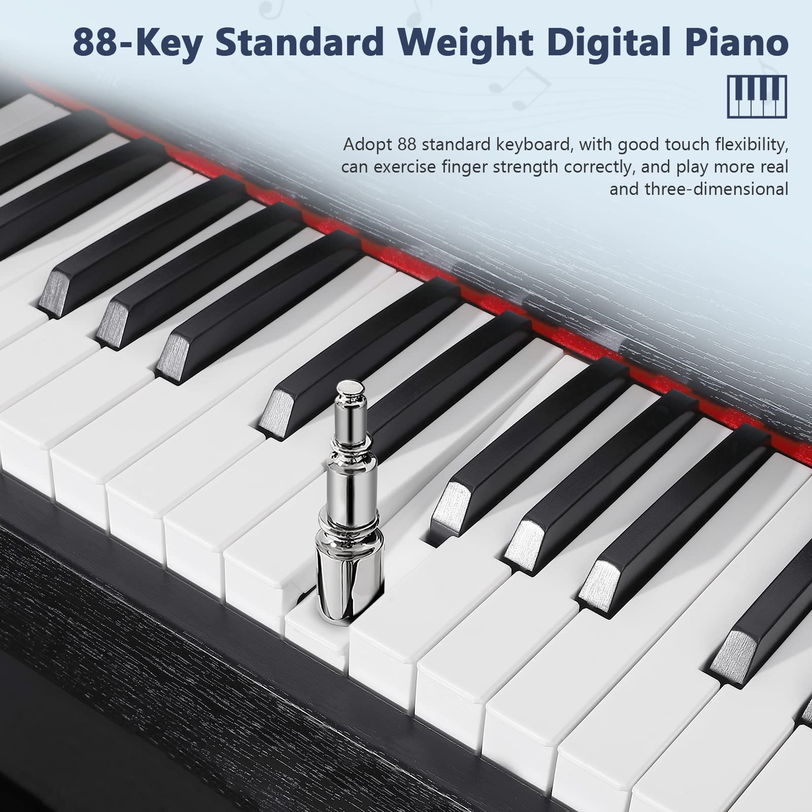 ZHRUNS Digital Piano 88 Key Full-Size Weighted Keyboard Piano,MP3 Function, Remote Control, Power Supply, 3 Pedals, MIDI/Headphone/Audio Output Feature, Suitable for Beginners/Adults