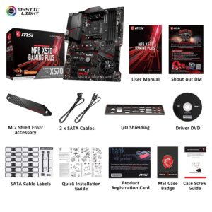 MSI MPG X570 GAMING PLUS Motherboard (AMD AM4, PCIe 4.0, DDR4, SATA 6Gb/s, M.2, USB 3.2 Gen 2, HDMI, ATX)