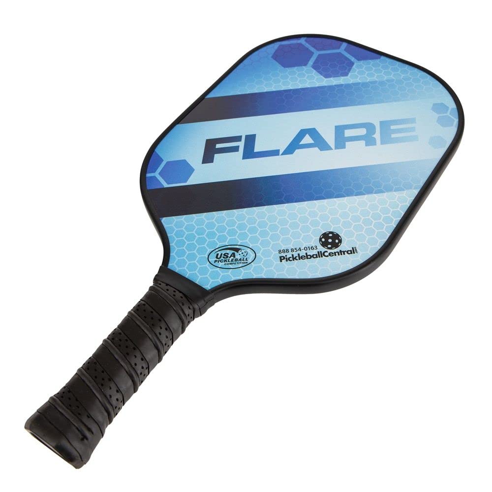 Rally Flare Graphite Pickleball Paddle - Blue | Polymer Honeycomb Core, Graphite Face | Lightweight Control, Power, Spin | Paddle Cover Included in Bundle | USAPA Approved