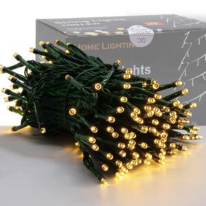 home lighting 66ft christmas decorative mini lights, 200 led green wire fairy starry string lights plug in, 8 lighting modes, for indoor outdoor xmas tree wedding party decoration (warm white)