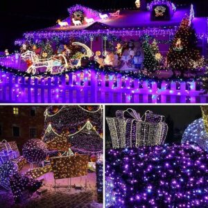 Twinkle Star 200 LED 66FT Halloween Fairy String Lights, Halloween Decoration Lights with 8 Lighting Modes, Mini String Lights Plug in for Indoor Outdoor Christmas Tree Decor, Purple