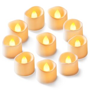 homemory 12-pack flameless led tea lights candles battery operated, 200+hour fake electric candles tealights for votive, aniversary, wedding centerpiece table decor, funeral, halloween, christmas