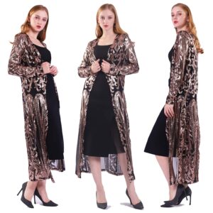 women's sequin cardigan summer cover up dress glitter sparkle open front coat dresses duster for evening prom 3xl black