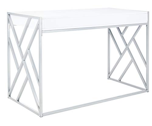 Safavieh Home Office Elaine Modern White and Silver 1-drawer Desk