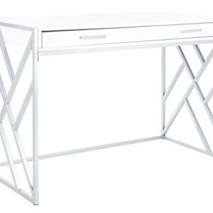 Safavieh Home Office Elaine Modern White and Silver 1-drawer Desk