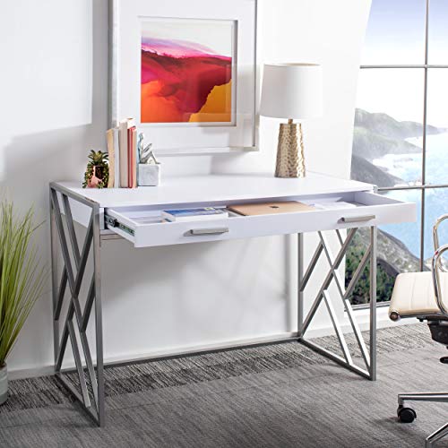 Safavieh Home Office Elaine Modern White and Silver 1-drawer Desk