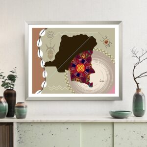 Congo Map Poster Art DRC Central African Decor Design Unframed