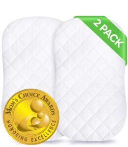 baby waterproof bassinet cover compatible with halo bassinet swivel, glide, premiere & luxe series sleeper mattress pad – 2 pack - secure envelope design - silky soft mattress protector