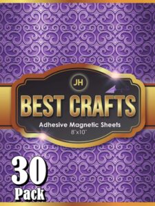 jh best crafts adhesive magnetic sheets | flexible magnet with adhesive backing | 8 x 10 inch magnets for crafts and pictures | cut to any size | pack of 30