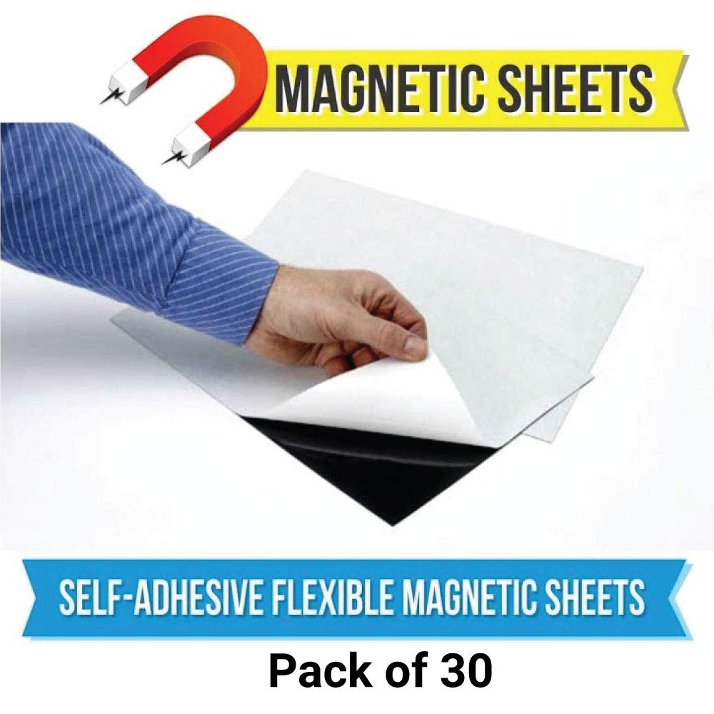 JH Best Crafts Adhesive Magnetic Sheets | Flexible Magnet with Adhesive Backing | 8 x 10 Inch Magnets for Crafts and Pictures | Cut to Any Size | Pack of 30