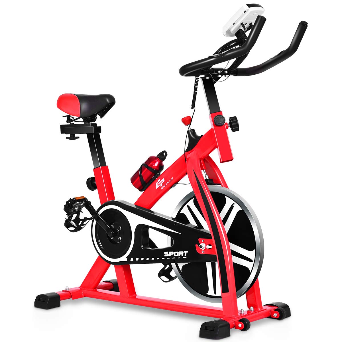 Goplus Indoor Cycling Bike, Stationary Bicycle Exercise Bike with Flywheel and LCD Display, Cardio Fitness Cycle Trainer Professional Exercise Bike for Home and Gym Use