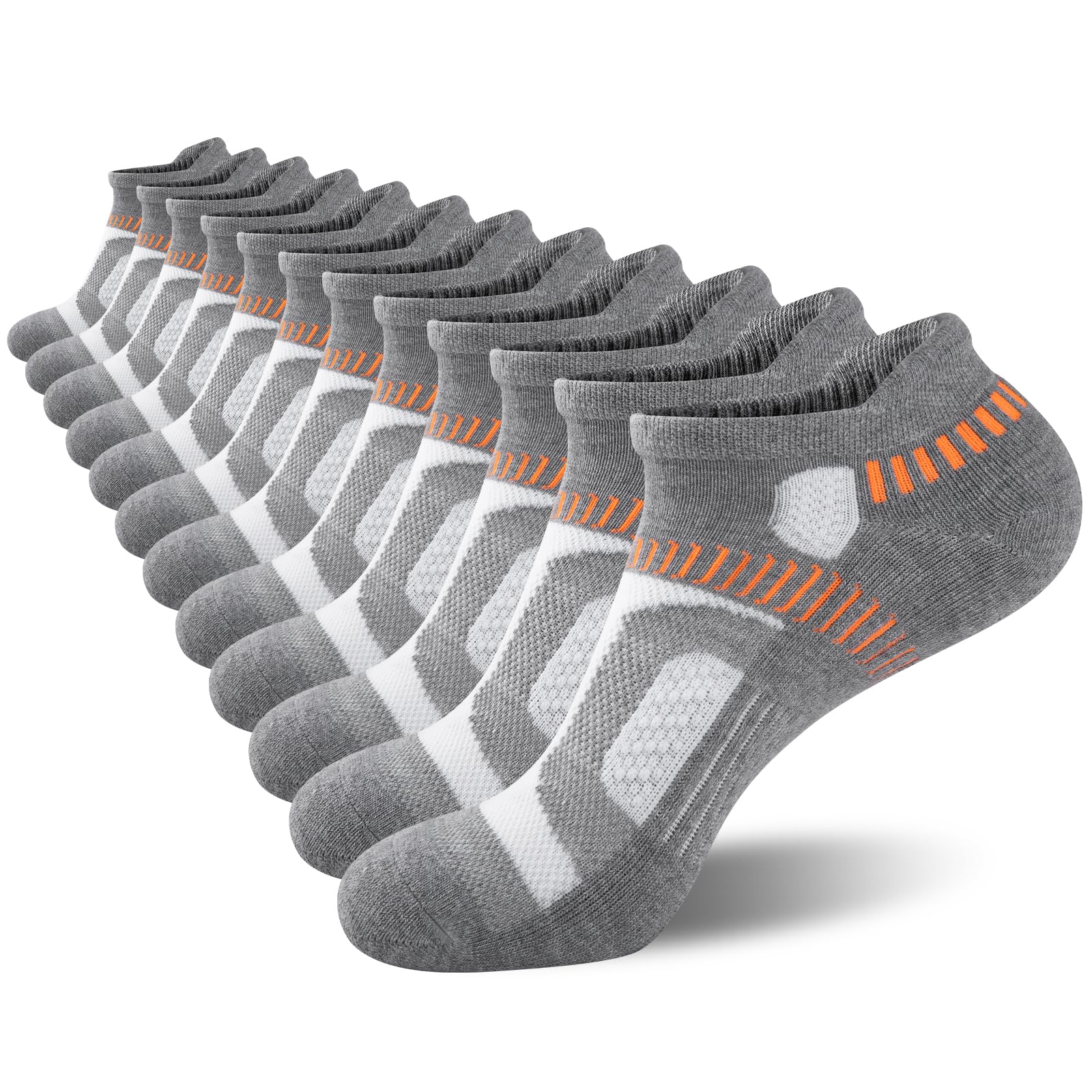 Heatuff Mens Athletic Ankle Socks Moisture Wicking Cushion Running Low Cut Sock 6 Pack