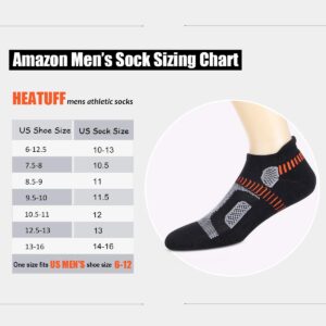 Heatuff Mens Athletic Ankle Socks Moisture Wicking Cushion Running Low Cut Sock 6 Pack