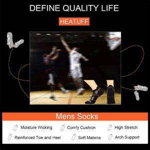 Heatuff Mens Athletic Ankle Socks Moisture Wicking Cushion Running Low Cut Sock 6 Pack