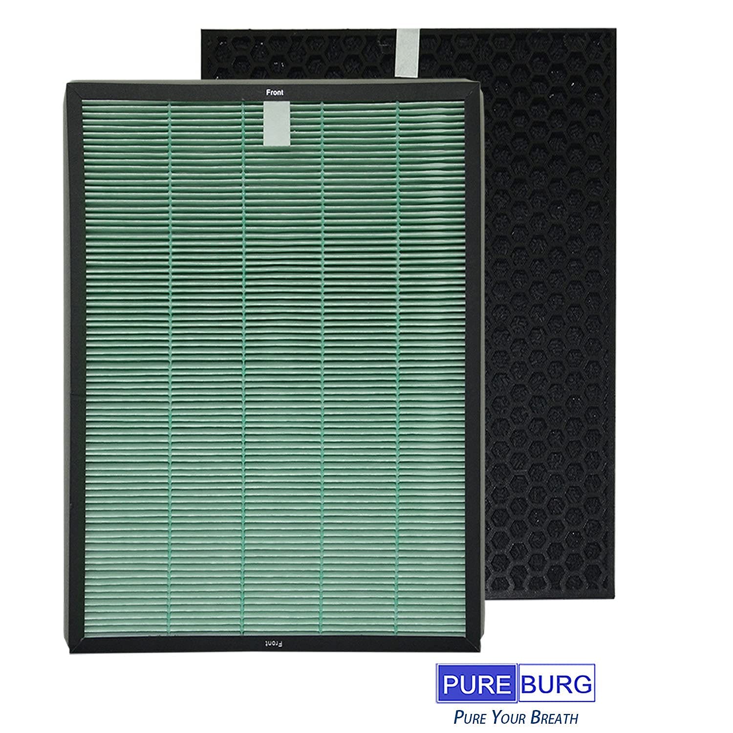 PUREBURG Replacement True HEPA Filter Kit Compatible with RabbitAir BioGS 2.0 Ultra Quiet Model SPA-550A and SPA-625A Air Purifiers, H13 High-efficiency True HEPA Activated carbon Filter Air Clean