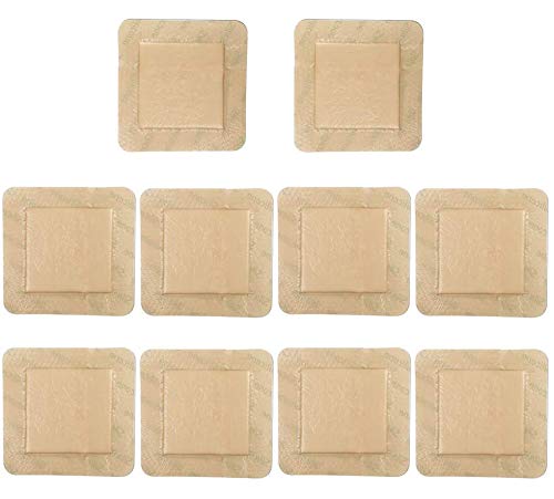 LotFancy Silicone Foam Dressing, 6"x 6" (4.3" x 4.3" Pad), 10 Count, Wound Dressing with Border, Bed Sores, Pressure Ulcers Healing Bandage Pad, Highly Absorbent, Waterproof