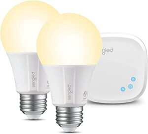 sengled smart light bulb starter kit, smart bulbs that work with alexa, google home, 2700k soft white alexa light bulbs, a19 e26 dimmable bulbs 800lm, 9 (60w equivalent), 2 bulbs with hub, new